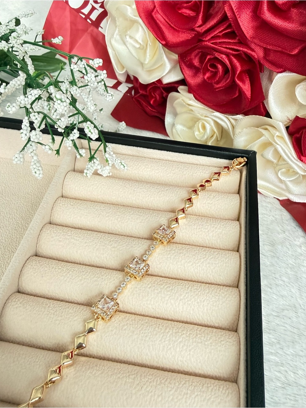 Cubic zirconia gold plated bracelet